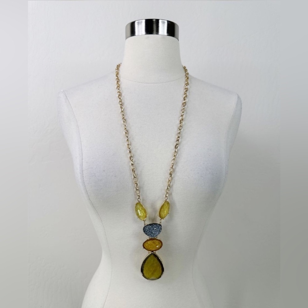 Chicos Lariat Long Stone Necklace